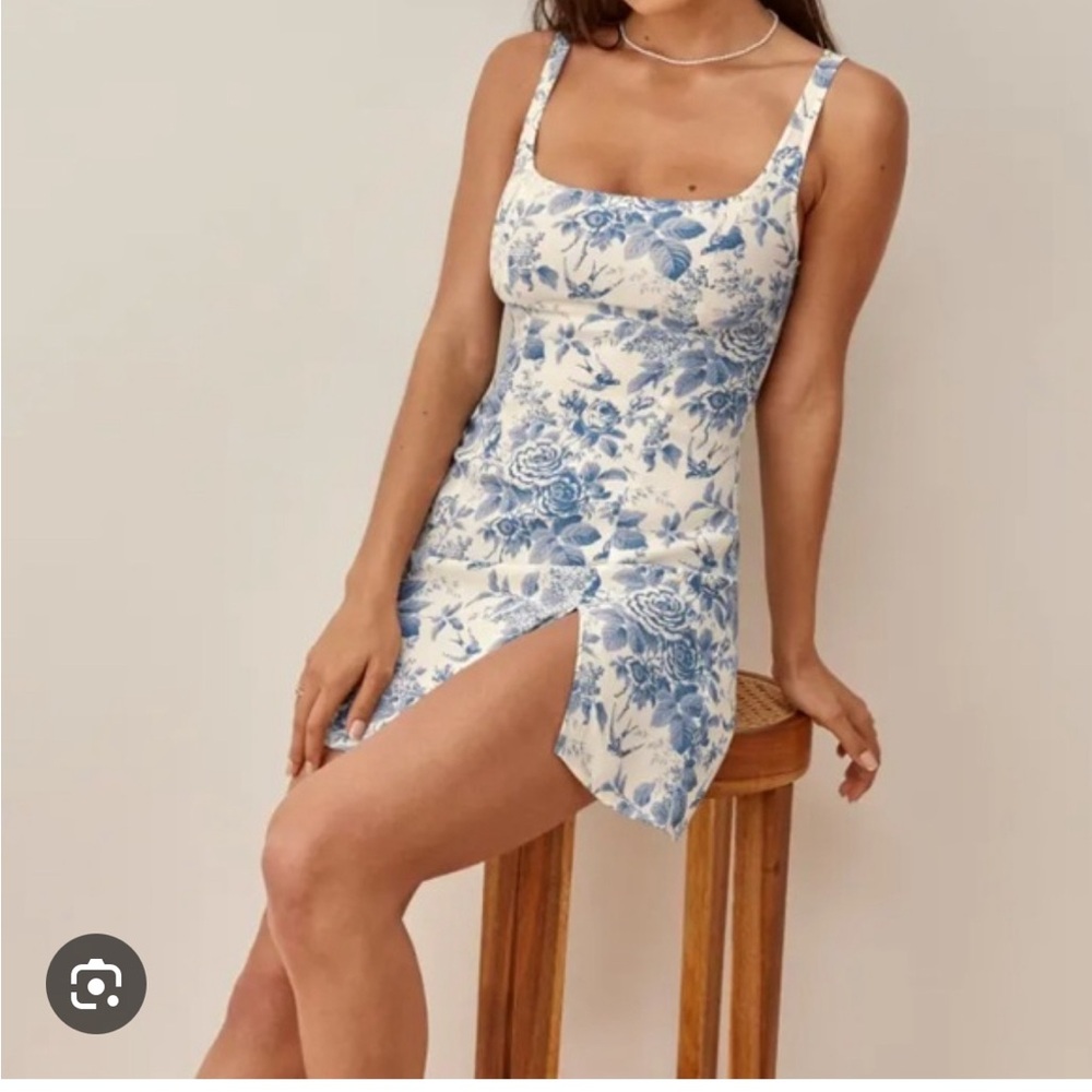 Reformation Blue Floral Mini Dress